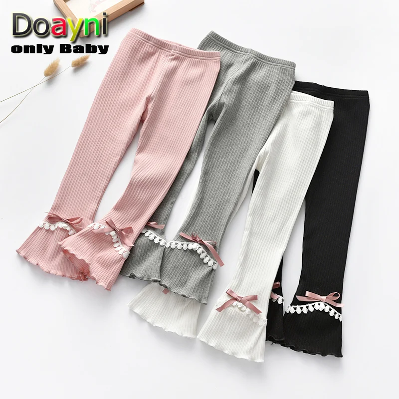 Doayni/Новинка корейские кружевные расклешенные брюки для малышей цвет розовый