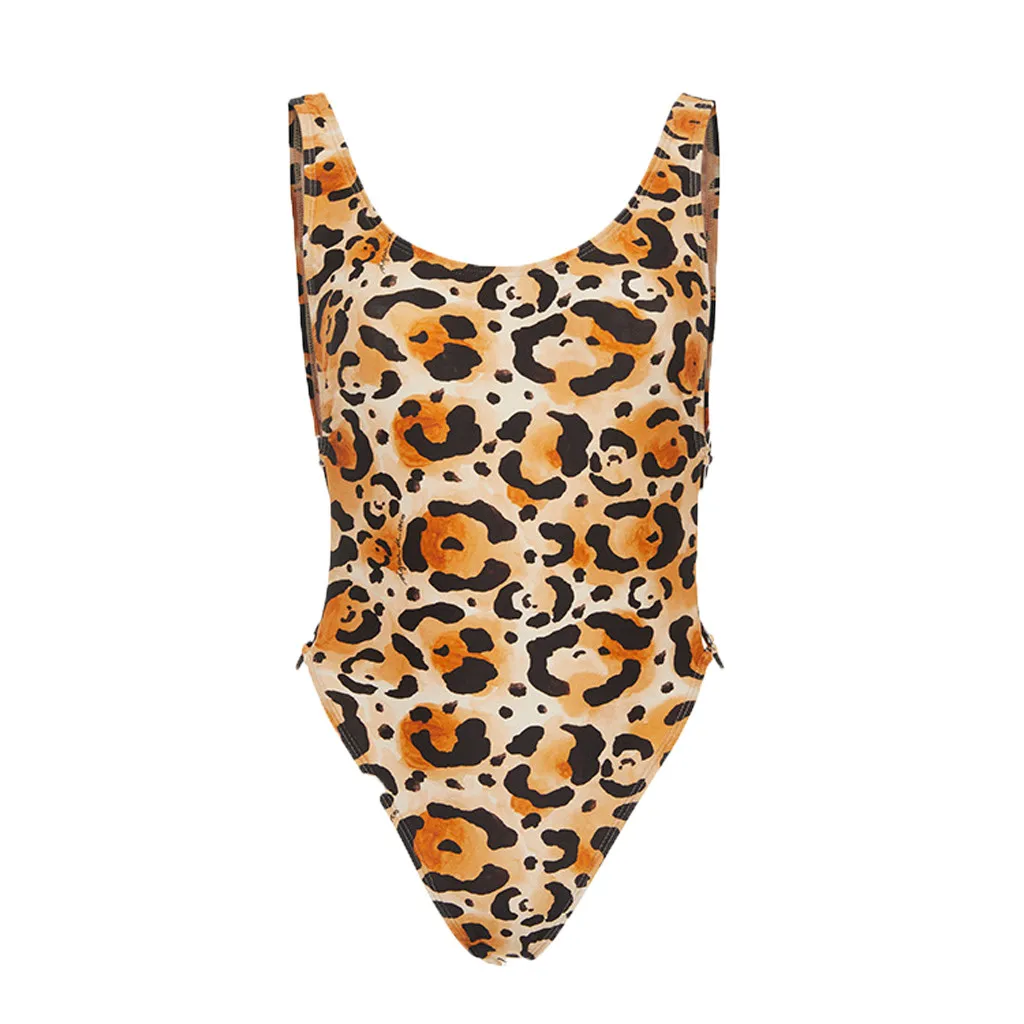 2019 summer Sexy Women Leopard One-Piece Bikini Push-Up Pad Swimwear Swimsuit Beachwear Bathing Suits Bodysuit Monokini | Спорт и