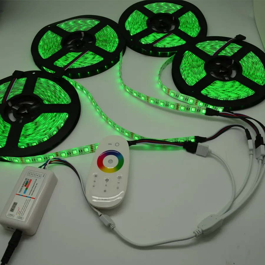 5 м 10 м 15 м 20 м 4 в 1 RGBW Светодиодная лента 5050 SMD DC12V гибкий светодиодный светильник 60 Светодиодный/m+ 2,4G RF пульт дистанционного управления+ адаптер питания комплект