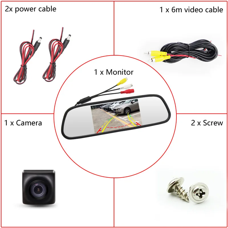 4 3 дюймов Зеркало для салона автомобиля с камерой заднего вида траекторией