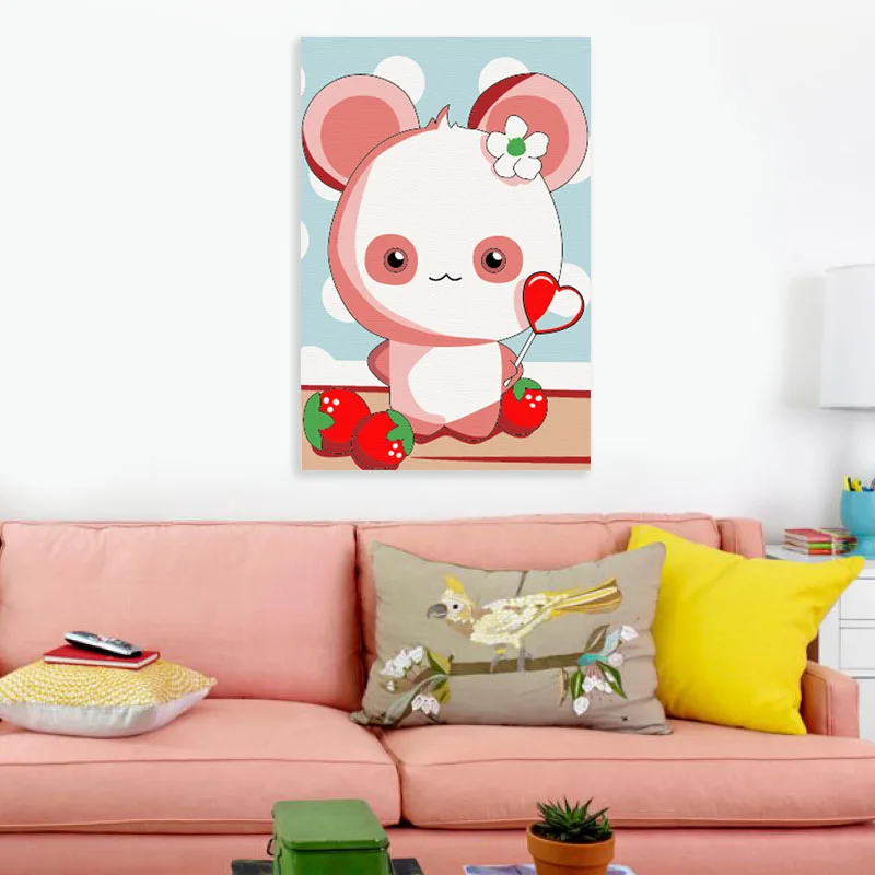 Раскраска по номерам цифровой рисунок Медведь подарок для детей обучение