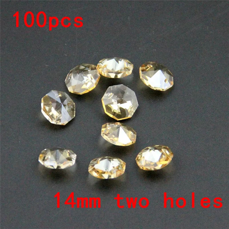 Хрустальные бусины для люстры золотистые цвета шампанского 100 шт./лот 14 мм с 2