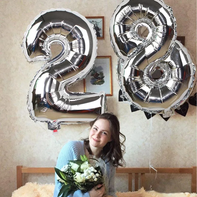 16/32 дюймовые шары из фольги с цифрами золотого и серебряного цвета баллоны гелием