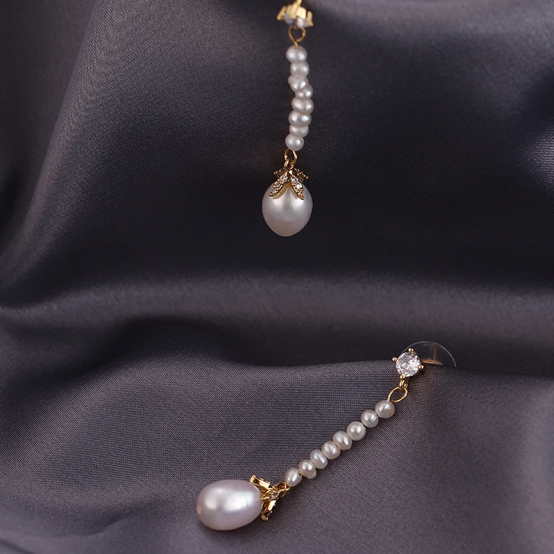 Yhpup Fashion Brand Chic Natural Pearl Chain Dangle Earrings Exquisite Charm CZ Oorbellen for Female Party Wedding Gift S925 New | Украшения