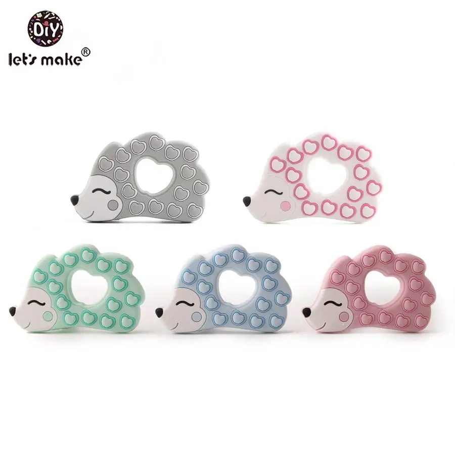 mix color Hedgehog Давайте сделаем 5 шт. новые силиконовые Подвески в виде Ёжика BPA бесплатно Прорезыватель мультфильм Животные Porcupine пищевой Прорезыватель патент владельца - Цвет: mix color Hedgehog