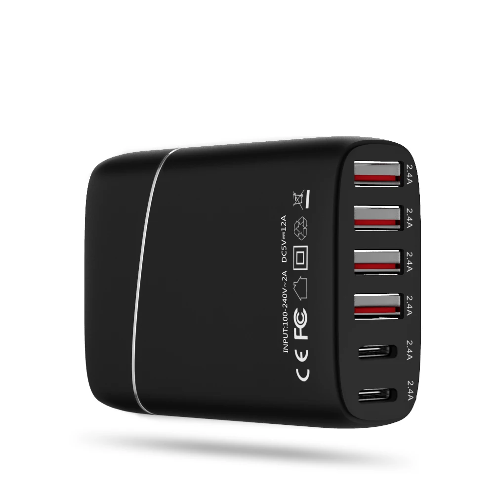 WAVLINK Тип C 6 Порты и разъёмы 60 Вт/12A Смарт USB Настольная зарядная станция для быстрой