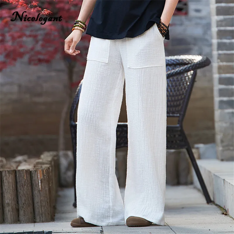 Новинка 2019 хлопок льняные брюки Женские однотонные карманы винтажные китайские