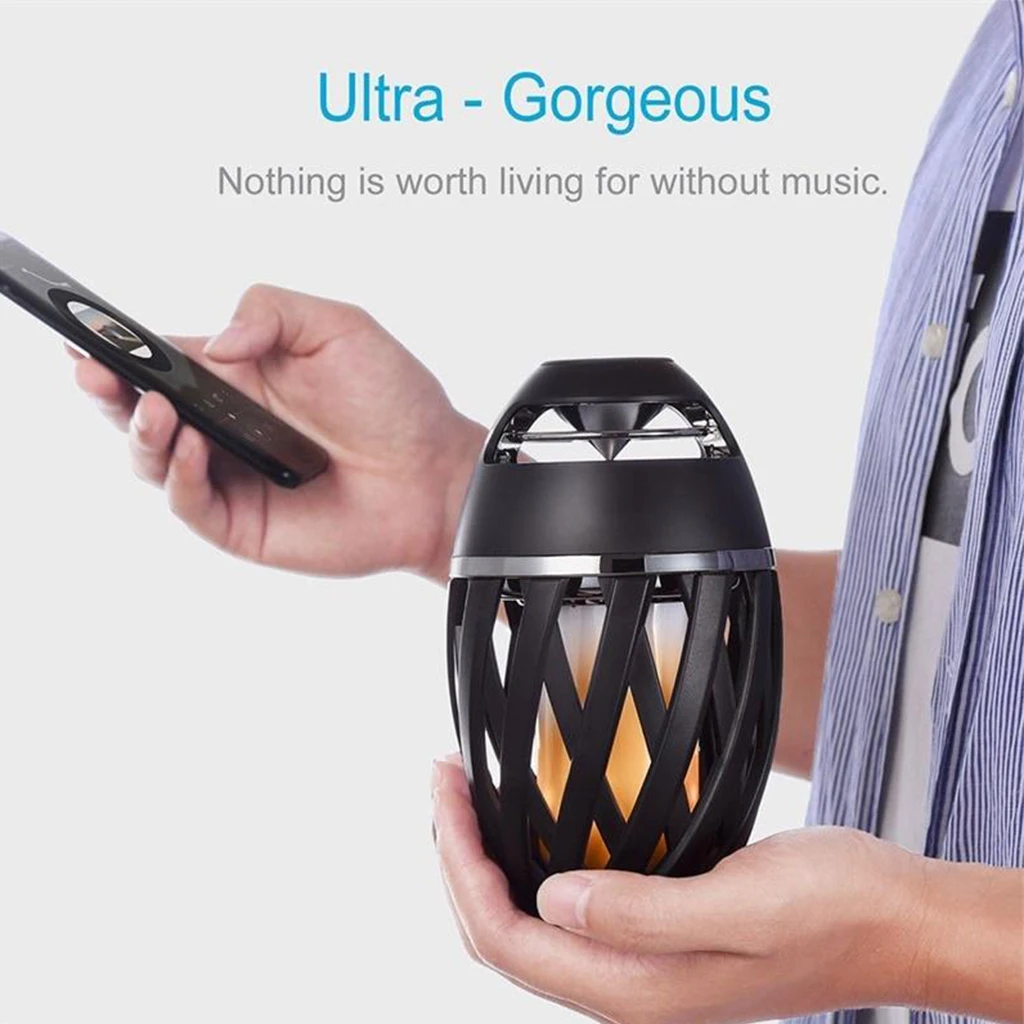Светодиодный bluetooth-динамик с пламенем, портативный беспроводной стерео динамик с реалистичным танцующим пламенем, наружный громкий динамик