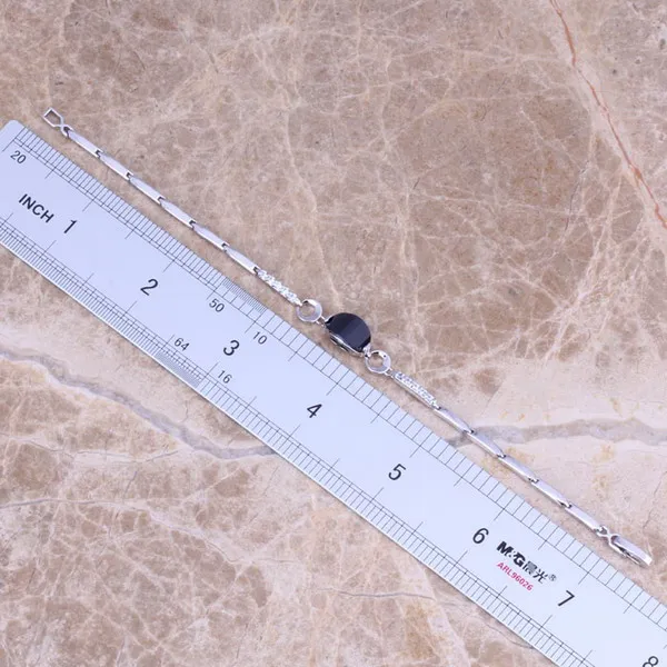 Необычный черный Цирконий белый CZ 925 пробы серебряная цепь браслет 7 дюймов S0343|chain