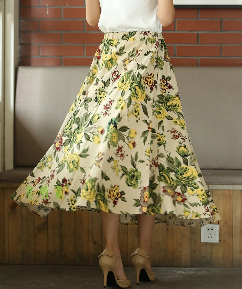 Длинная рубашка из смеси льна Shanghai Story повседневная юбка весенне летние юбки