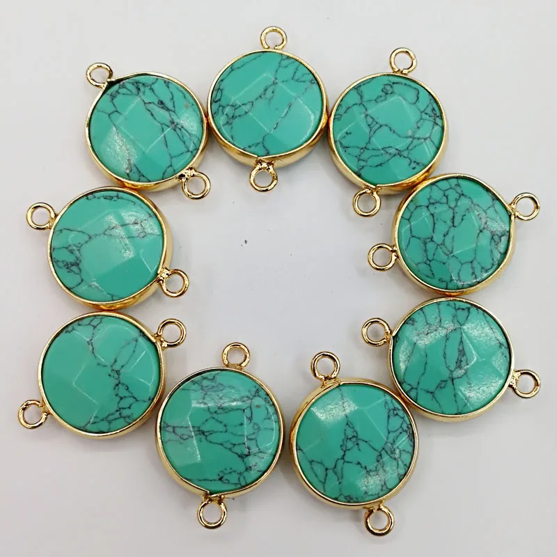 turquoise Мода 12 шт. натуральный розовый Кристалл Камень Кулон талисман Кварц Для соединитель для браслета, ожерелья DIY Изготовление ювелирных изделий - Окраска металла: turquoise