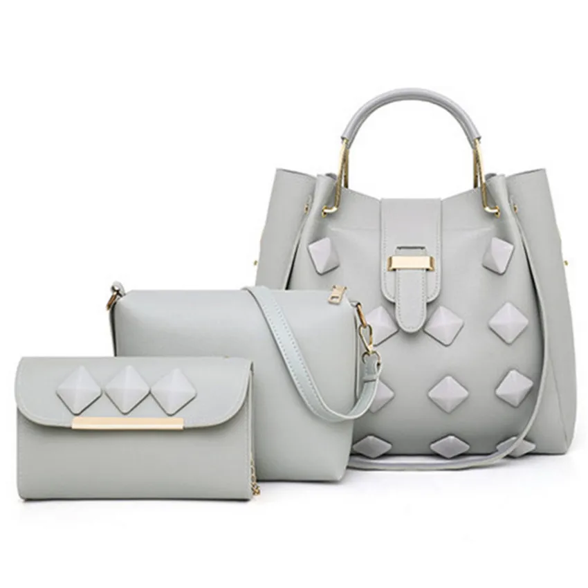 Серый Сумки Bolsas Femininas дешевая кожаная сумка набор - Цвет: Серый