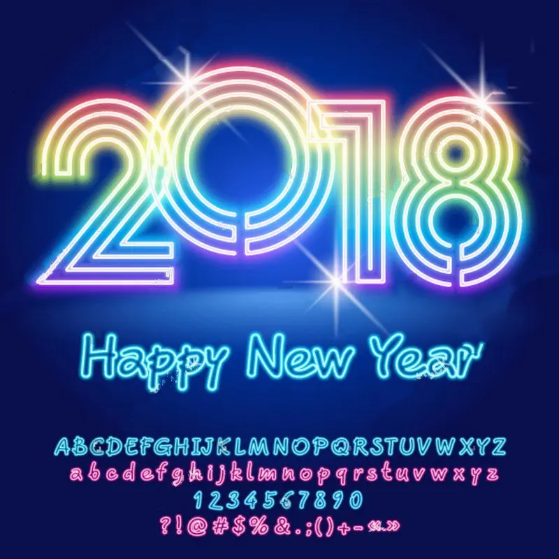 2018 Радужный блестящий свет с новым годом синий фон виниловая ткань компьютерный