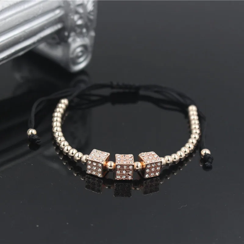 Оптовая продажа мужские браслеты и медные бусины микро проложить белый CZ куб