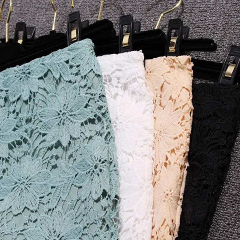 Женские кружевные юбки A397 однотонные прямые короткие большого размера XL на весну