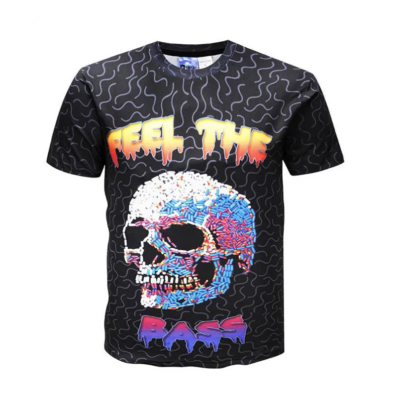 3D Print Men's Casual T-shirt Round Neck Tees Free Shipping with Skull Patterns tshirt S-5XL Available Hotsale T-shirts Tops | Мужская