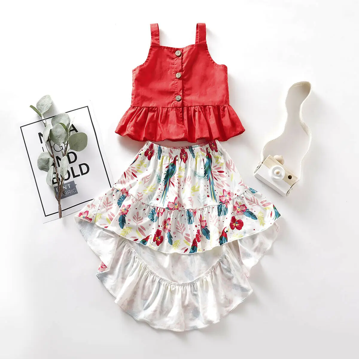 Модная Детская летняя одежда для девочек топы без рукавов с цветочным принтом и