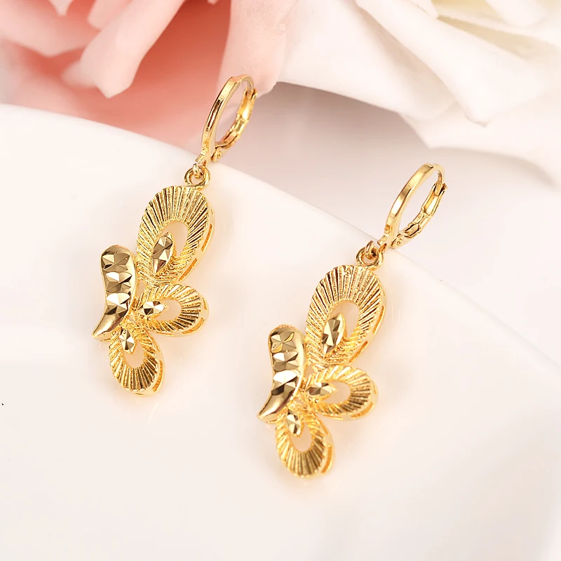 Gold Dubai PNG Butterfly vintage dangle Earrings Necklace Jewelry Sets for Women Girls Wholesale accessories best gift | Украшения и