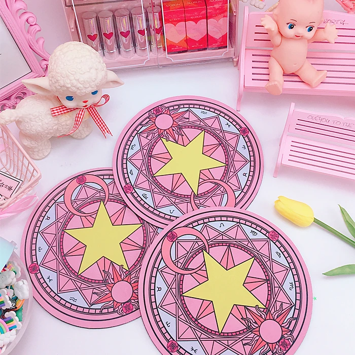 Волшебная карта Captor Cardcaptor Clow прозрачная карта Sakura Kinomoto Звездная палочка коврик для мыши круглый ковер коврик для мыши реквизит для косплея