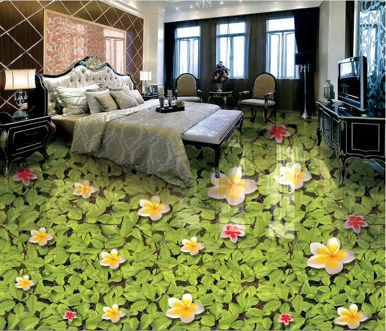 

self adhesive wallpaper 3d flooring customize Plant green leaves pvc photo wall mural bedroom wallpaper vinyl flooring