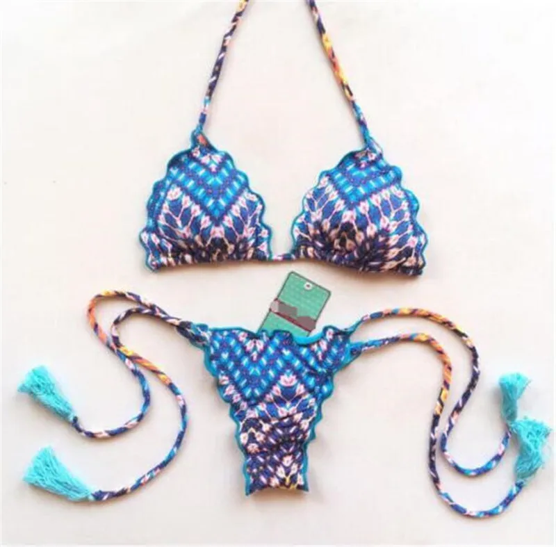 Женский новый летний комплект бикини шикарный купальник с оборками 2017 летняя