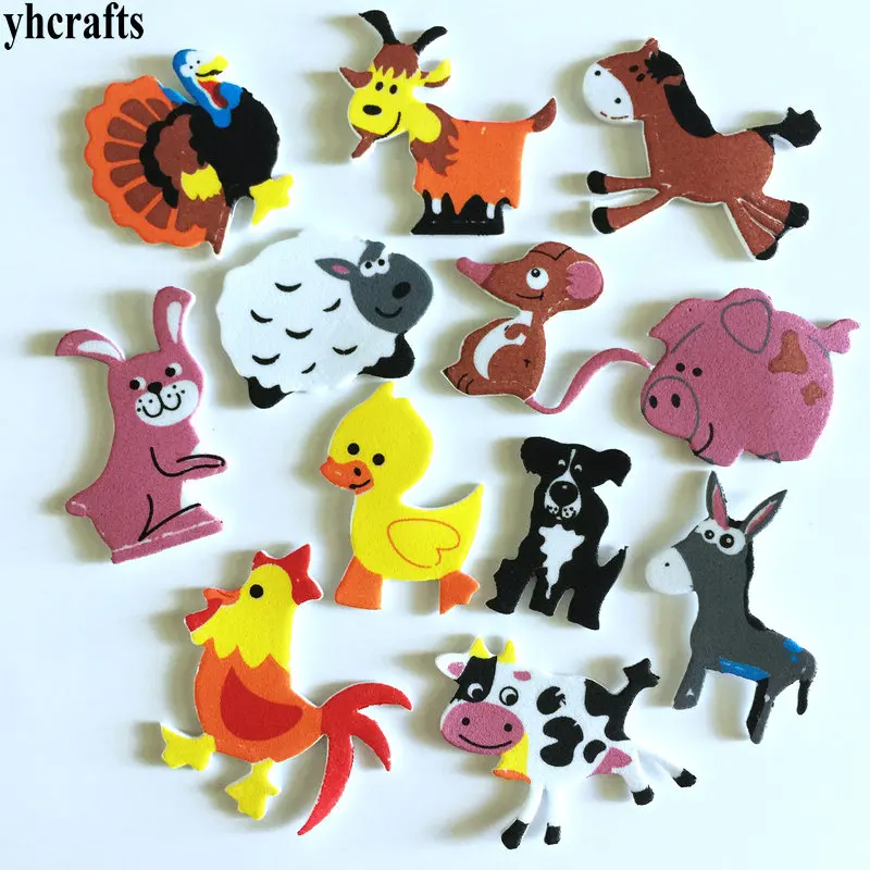 Pegatinas de espuma para animales de granja, art&iacute;culos de actividades artesanales para guarder&iacute;a, adorno para habitaci&oacute;n de ni&ntilde;os, autoaprendizaje, OEM, 1 g/lote-2