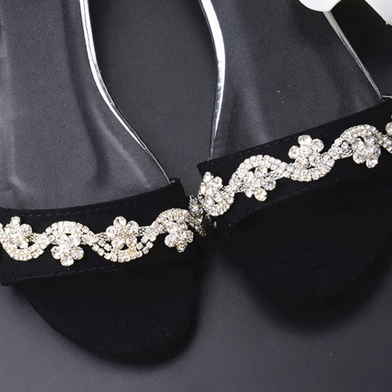 

High Quality S Shape Crystal AB Rhinestone Flower Chain Wedding Dress Decoration Silver/Gold Base Sewing For Fabric Cloth DIY