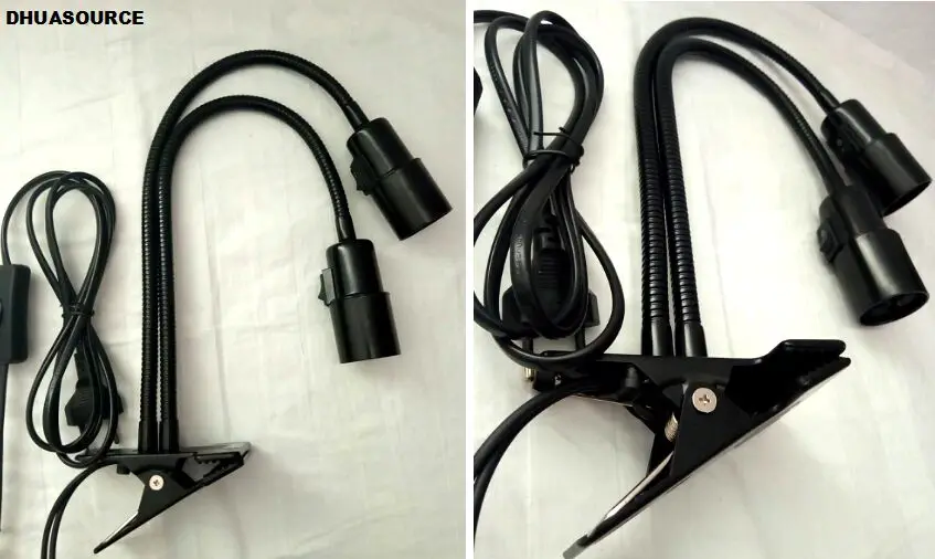 Double head lamp clamp 360 degrees clip light holder Universal with three switch | Освещение