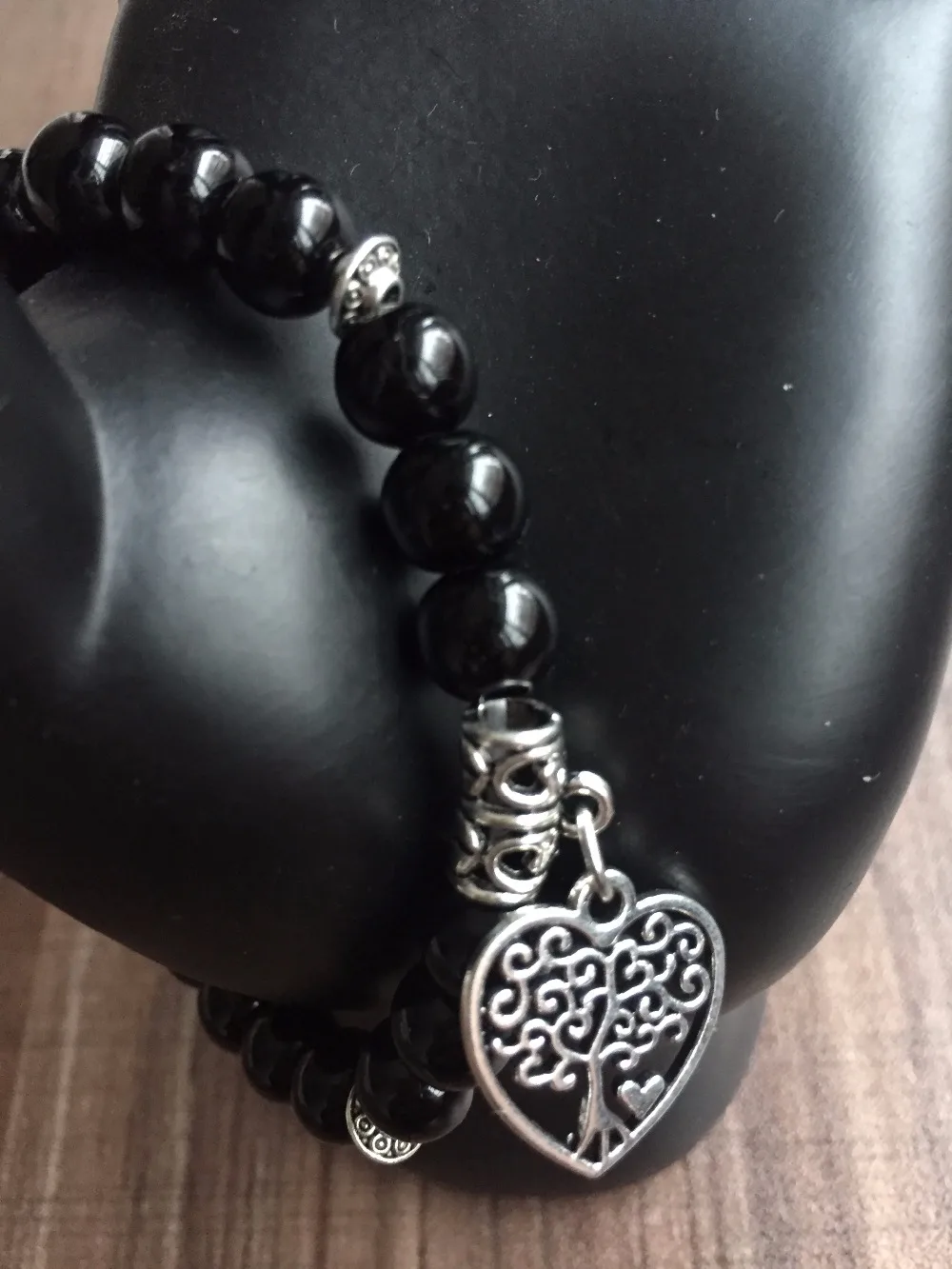 Браслет для женщин и мужчин 8 мм черный оникс браслет любовь подвеска с деревом