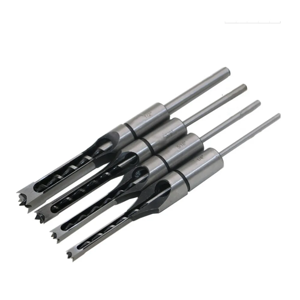 iTECHOR 1 PCS 1/4 5/16 3/8 1/2 Inch DIY Woodworking Tool Mortising Chisel Set Square Hole Extended Drill tools 