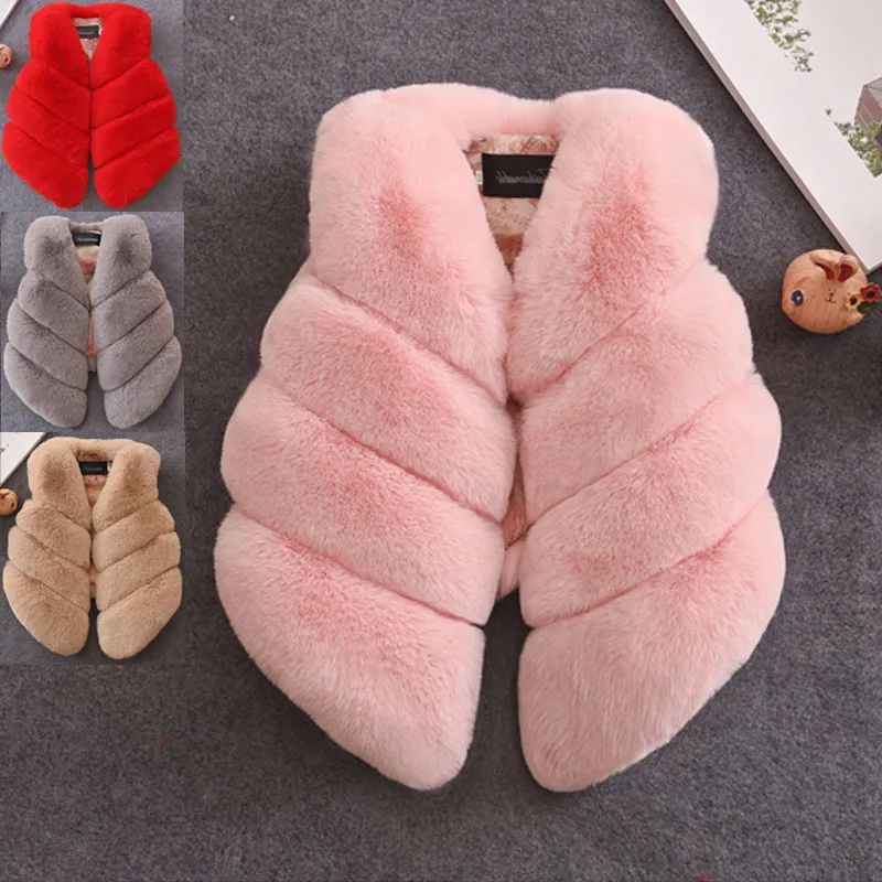 Детский жилет зимняя одежда для маленьких девочек из искусственного меха пальто