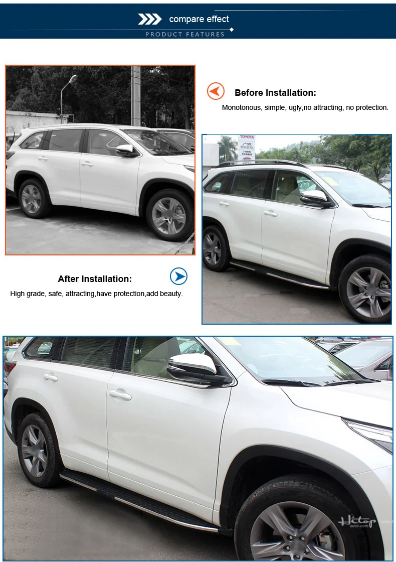 Горячие Подножка педаль бар Бег доска для Toyota Highlander Kluger-, популярная модель в Китае, 5 лет Сделано в Китае