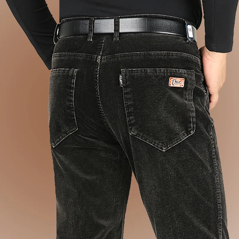 Брюки мужские вельветовые свободного покроя модные повседневные штаны в полную