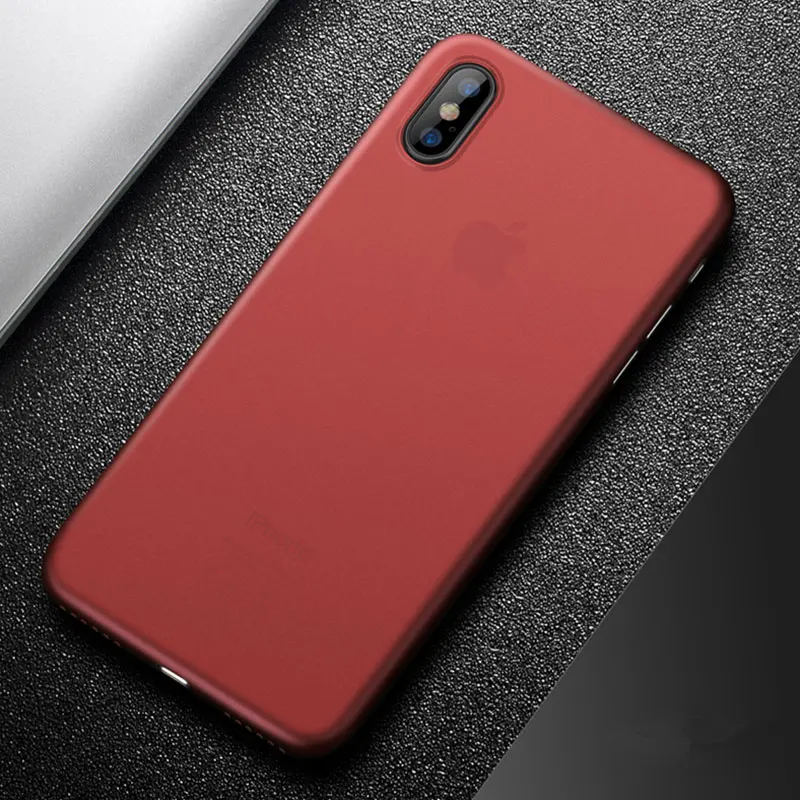 Red MaxGear ультра тонкий матовый Жесткий Чехол для iPhone 5 5S SE 6 6S 7 8 Plus ультра тонкий PP прозрачный задний Чехол для iPhone X XS Max XR - Цвет: Red