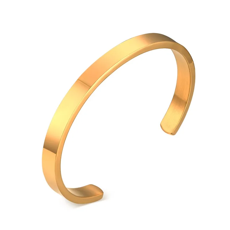 URORU IDE2017 autumn bracelet 6MM smooth opening gold + black white stainless steel couple | Украшения и аксессуары