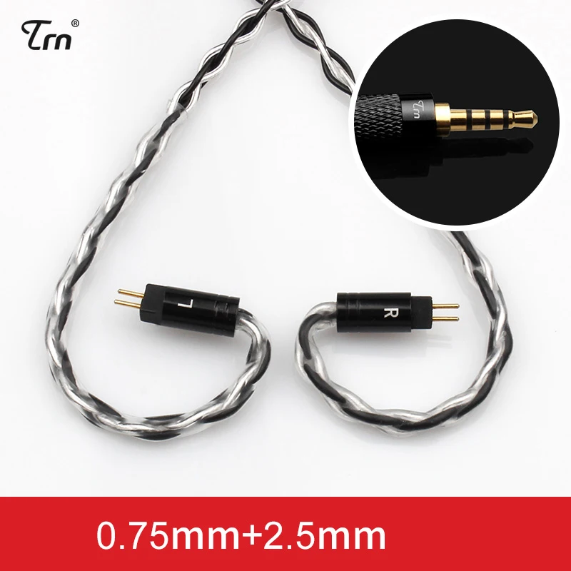 2.5mm 0.75mm Лампа указателя 8 Core MMCX кабель 3,5 мм 2,5 мм штекерь баланса для Shure SE215 SE535 SE846 0,78 мм 0,75 мм 2 Pin ZS3 ZST W4R Серебряный посеребренный кабель для наушников - Цвет: 2.5mm 0.75mm