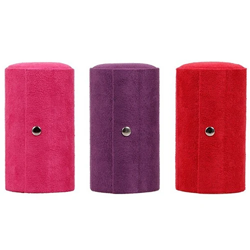 Портативный 3-Х ярусный отсек цилиндрический ворс коробка для драгоценностей