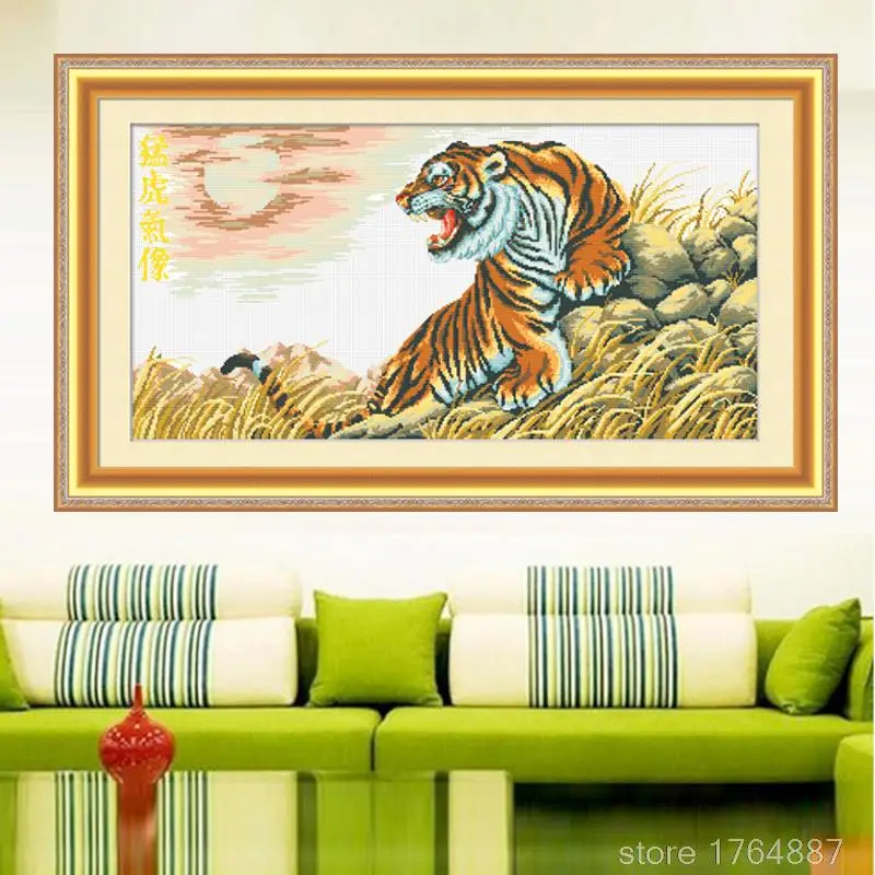 Needlework Sewing Cross Stitch Kits Tiger Meteorological Cotton Embroidery Animal Painting Decoration For Home Mosaic Picture | Дом и сад