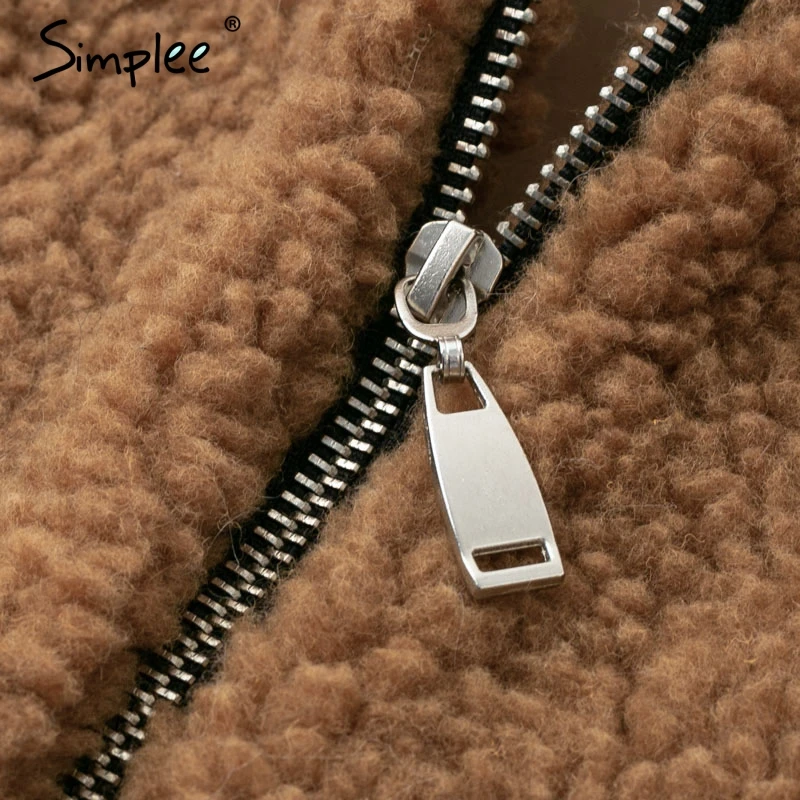 Пушистая женская шуба Simplee простая толстая пушистая куртка из искусственного