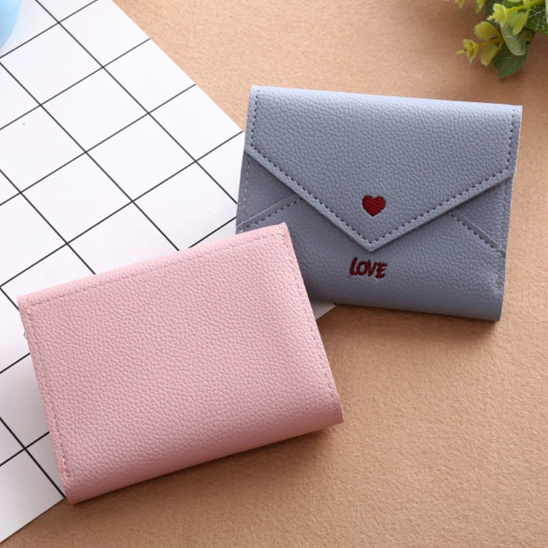 Женский кошелек короткий кожаный дизайнерский с вышивкой для женщин мини клатч