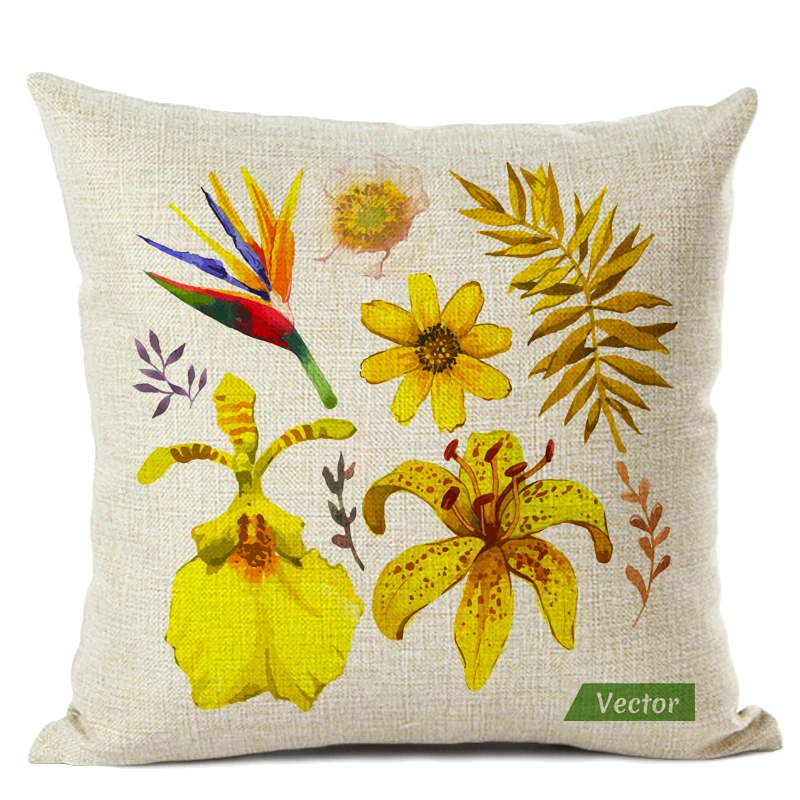 Чехол для подушки с принтом растений различных цветок Картина гостиной диван