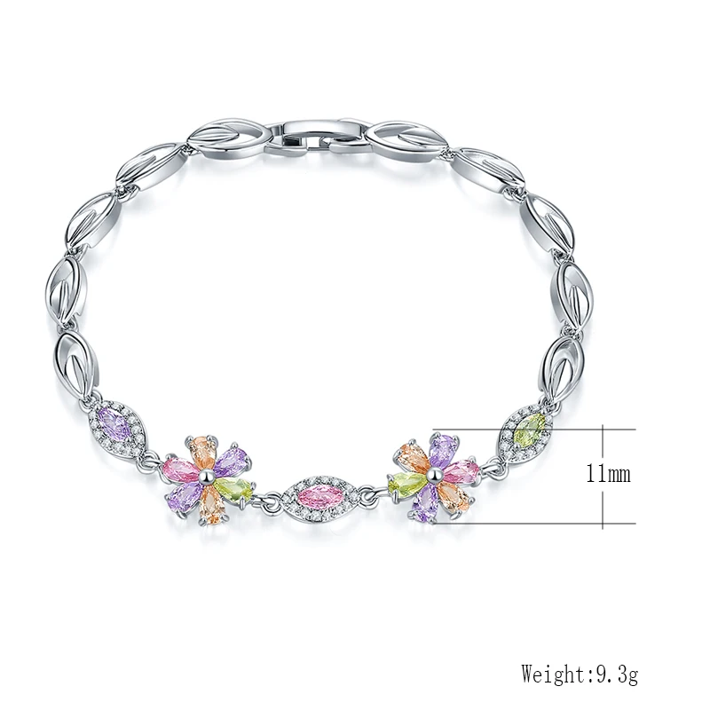FYM 8 видов цветов Серебряный цветной браслет с цветами для женщин AAA кубический