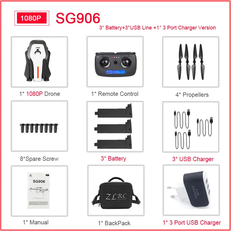 SG906 5G 1080P 4K HD WiFi камера Складная FPV игрушка, Дрон на дистанционном управлении RTF gps следить за мной/рука жестов стрельба 23 мин Время полета Вертолет - Цвет: W-1080P-3B-BackPack