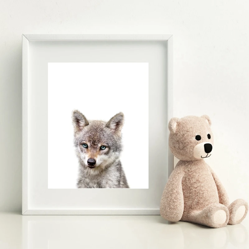 Детские лесные животные плакат для детской стены художественный холст печать