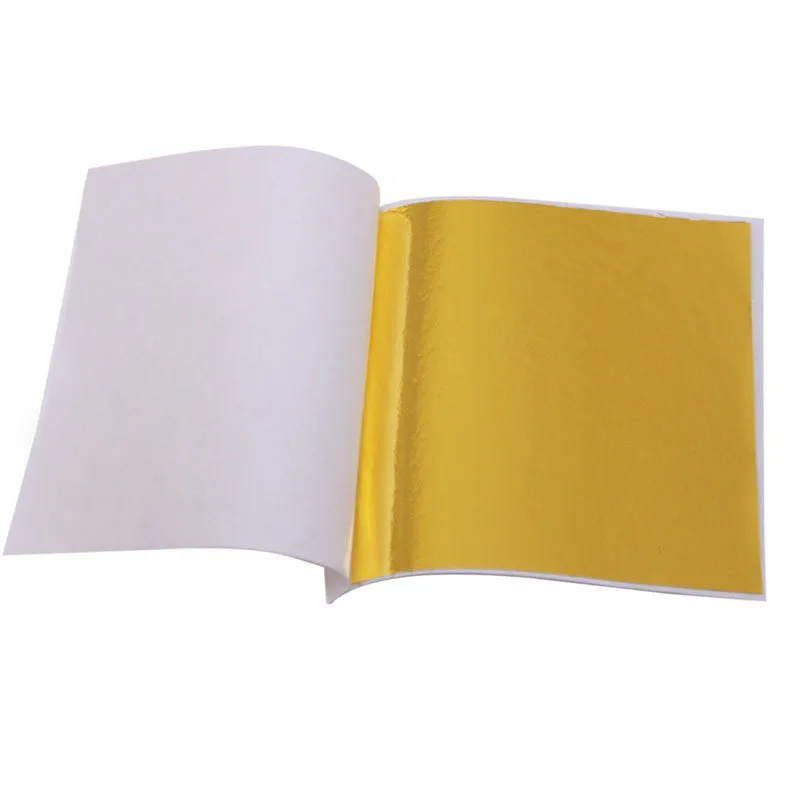 100Pcs Imitation Gold/Sliver/Copper Foil Art Craft Paper Leaf Leaves Sheets Foil Paper for Gilding DIY Craft Decor Design Paper