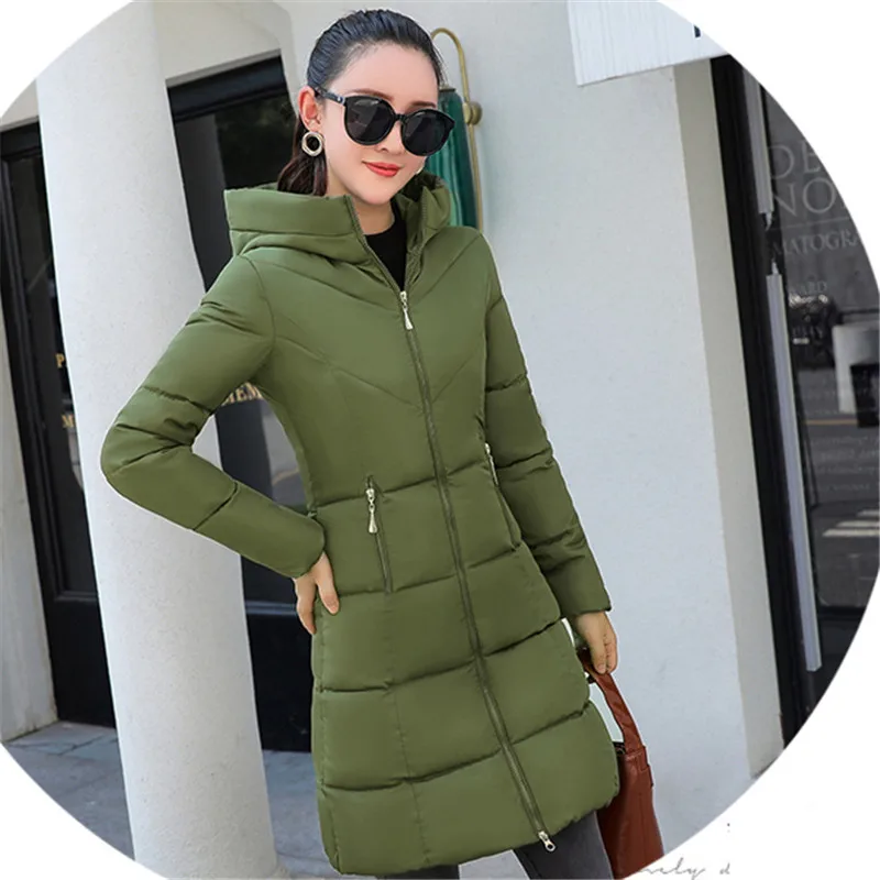 Зимняя женская верхняя одежда новинка 2018 средней длины тонкая хлопковая куртка