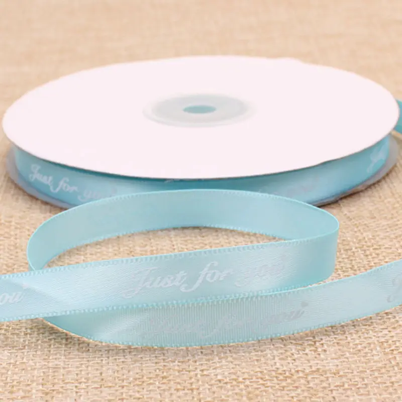 Light Blue Ширина 1 см только для вас напечатанная резинка из полиэстера для свадьбы Рождественская вечеринка Романтический Материал Подарочная упаковка DIY плетеная печать - Цвет: Light Blue