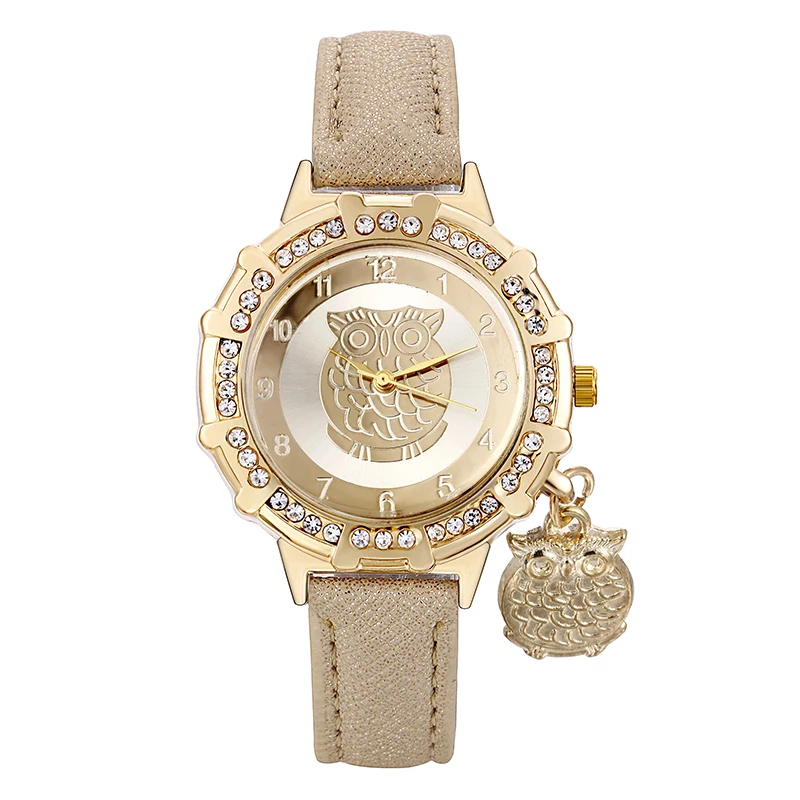 Новый дизайн женские деловые часы со стразами и животным циферблатом модные