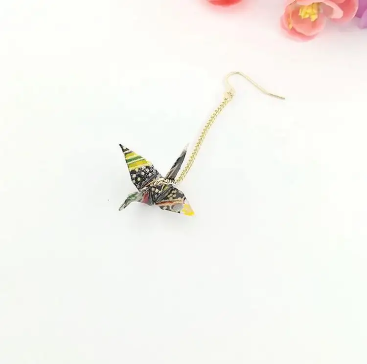 1 шт. модные серьги женские букле D'oreille Femme оригами для ручной работы тысячи бумажный журавль популярные серьги для женщин