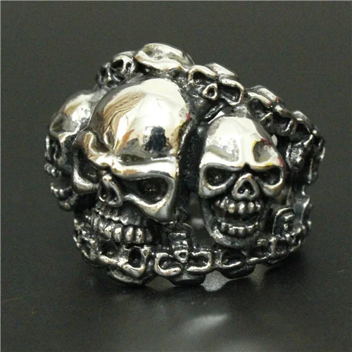 Cool Heavy Ghost Skull Ring Titanium Steel 316L Stainless Hollow Angry Biker | Украшения и аксессуары